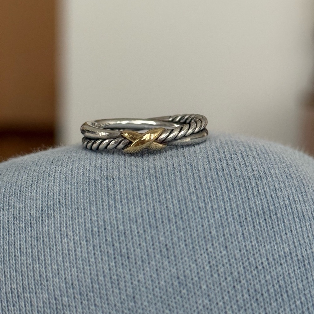 David Yurman Silver and Gold Twisted Ring